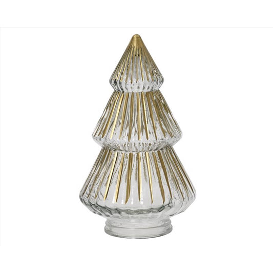 Decoris White/Gold Glass Tree Table Decor 9 in.