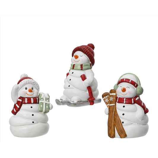 Decoris White Snowman Table Decor 5 in.