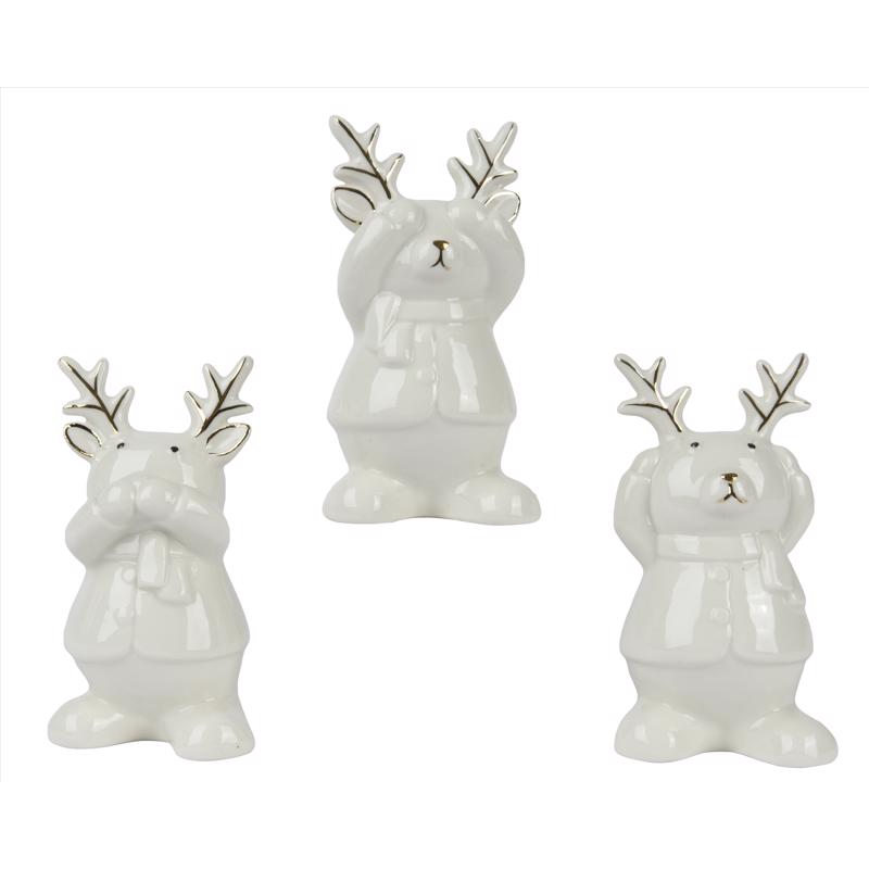 Decoris White Deer Table Decor 4 in.