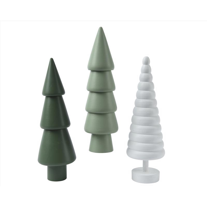 Decoris Green/white Tree Table Decor 14 in.