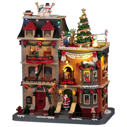 Lemax Multicolored Santa's Rooftop Bash Christmas Village