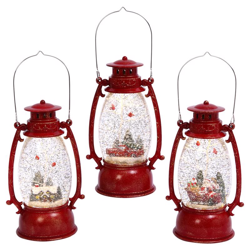 Gerson Multicolored Holiday Spinning Water Globe Lantern 10 in.