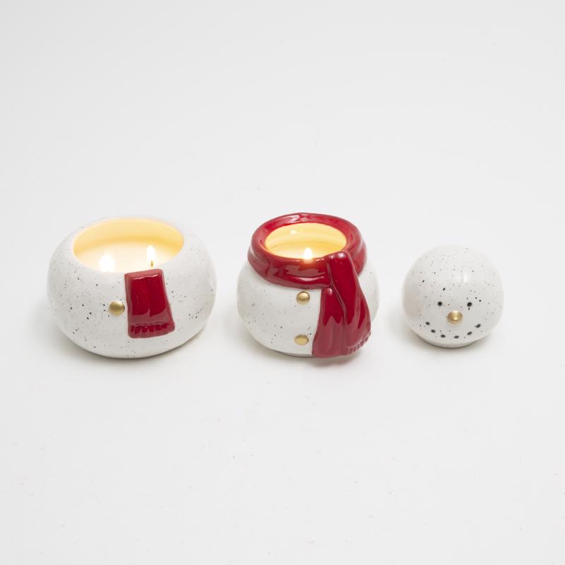 Gerson White/Red Snowman Christmas Scented Wax Candle 8 in.