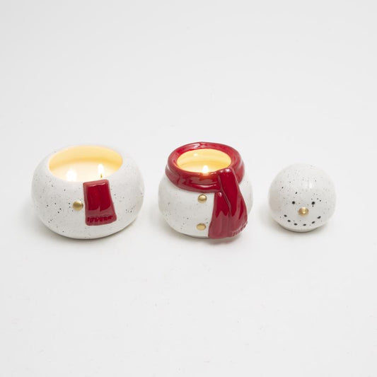 Gerson White/Red Snowman Christmas Scented Wax Candle 8 in.