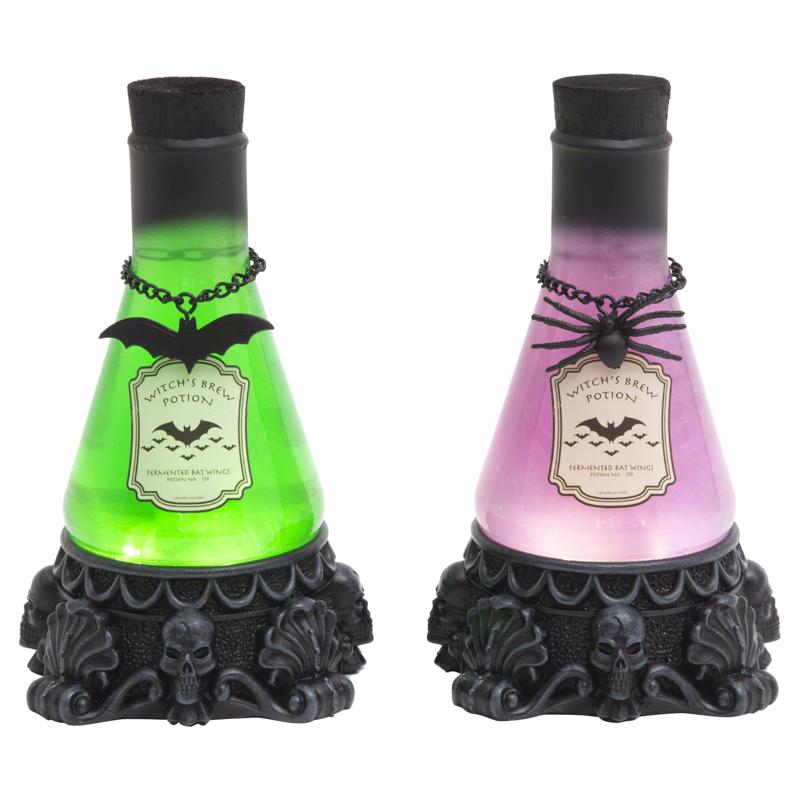 Gerson 8 in. Spinning Lighted Smoky Water Globe Potion Bottles Halloween Decor
