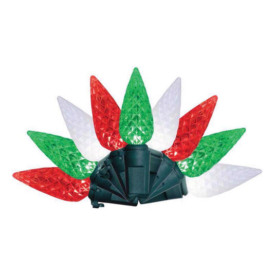 Celebrations Classic LED C6 Red/Green/Pure White 100 ct String Christmas Lights 24.75 ft.
