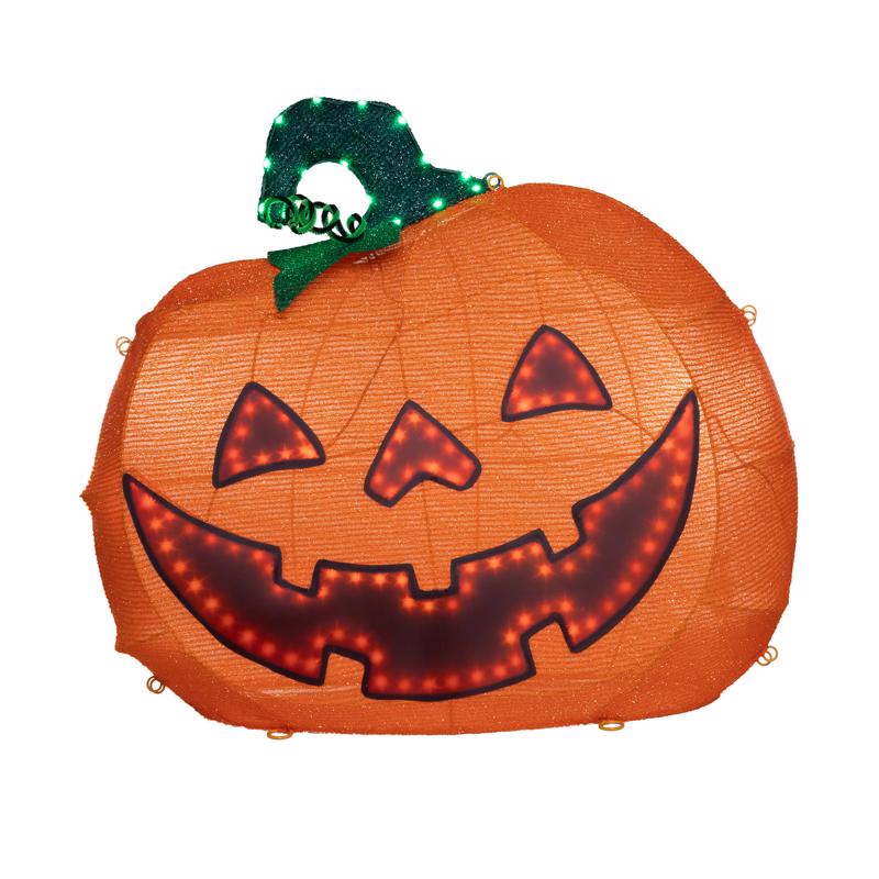 Celebrations Halloween Orange 27 in. Happy Face Lantern Halloween Decor