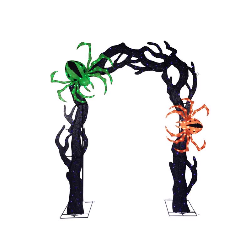 Celebrations Halloween 98 in. Eerie Tree Arch with 2 Spiders Halloween Decor