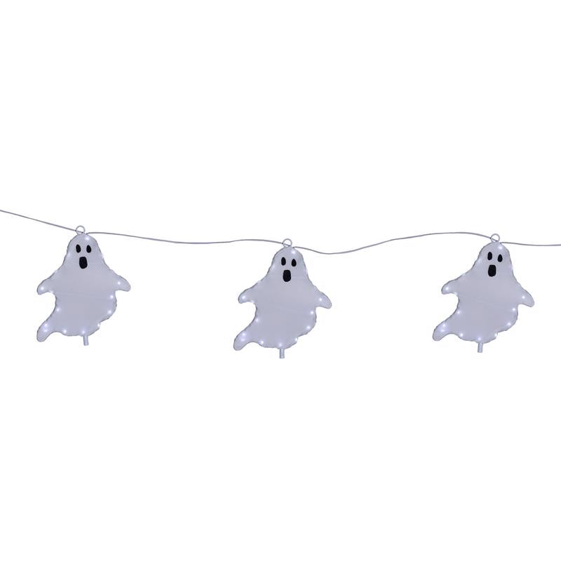 Celebrations Halloween White 16 in. LED 3 Ghost with stake Halloween Decor