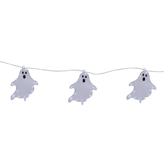 Celebrations Halloween White 16 in. LED 3 Ghost with stake Halloween Decor