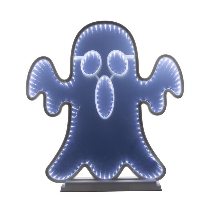 Celebrations Halloween White 23 in. LED Prelit Ghost Infinity Halloween Decor