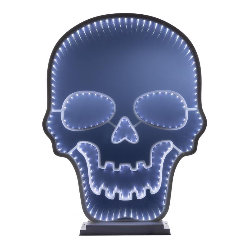 Celebrations Halloween White 23 in. LED Prelit Skull Infinity Halloween Decor