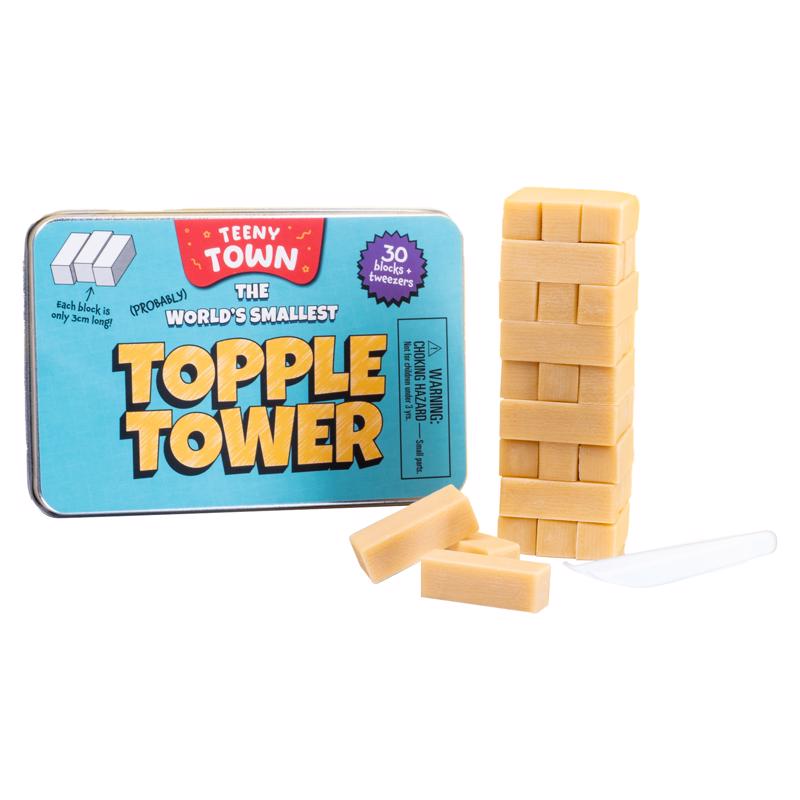 Fizz Teeny Town Topple Tower Puzzle Blocks Brown 30 pc