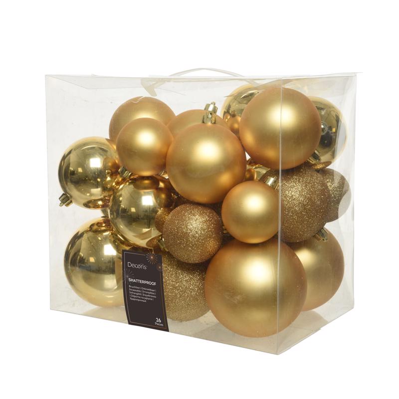 Decoris Gold Assorted Shatterproof Ornaments