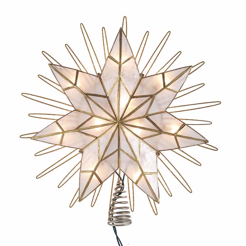 Kurt S. Adler LED Clear Capiz Star Tree Topper