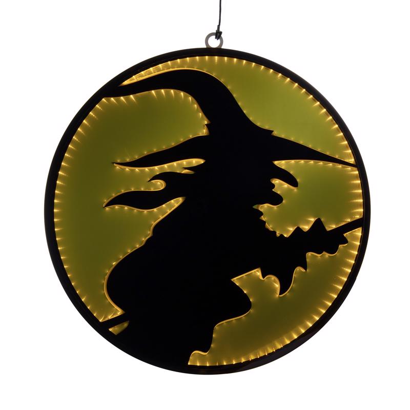 Celebrations Orange 32 in. LED Infinity Witch Hanging Decor