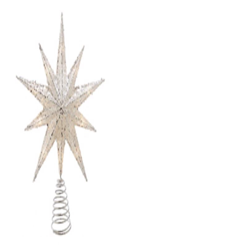 Kurt S. Adler LED Silver/Clear Glitter Bethlehem Star Tree Topper 12 in.