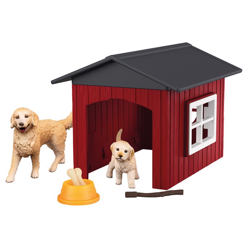 Schleich Dog Kennel with Golden Retrievers Figurine Multicolored 9 pc