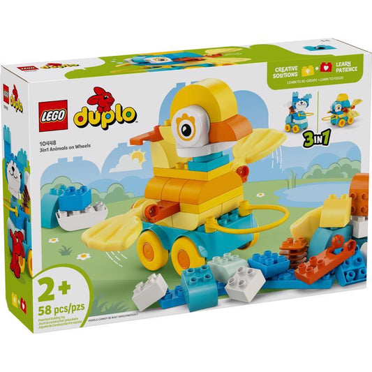 LEGO Duplo 3 in 1 Animals on Wheels Building Set Multi 58 pc
