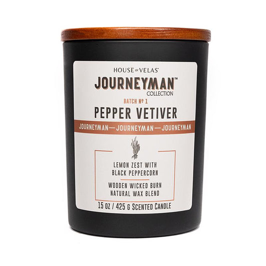 House of Velas Journeyman Black Black Pepper Vetiver Scent Candle 15 oz