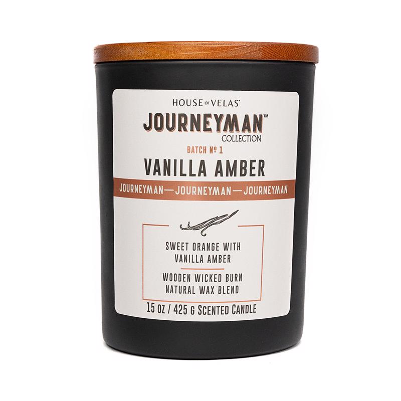 House of Velas Journeyman Black Vanilla Amber Scent Candle 15 oz