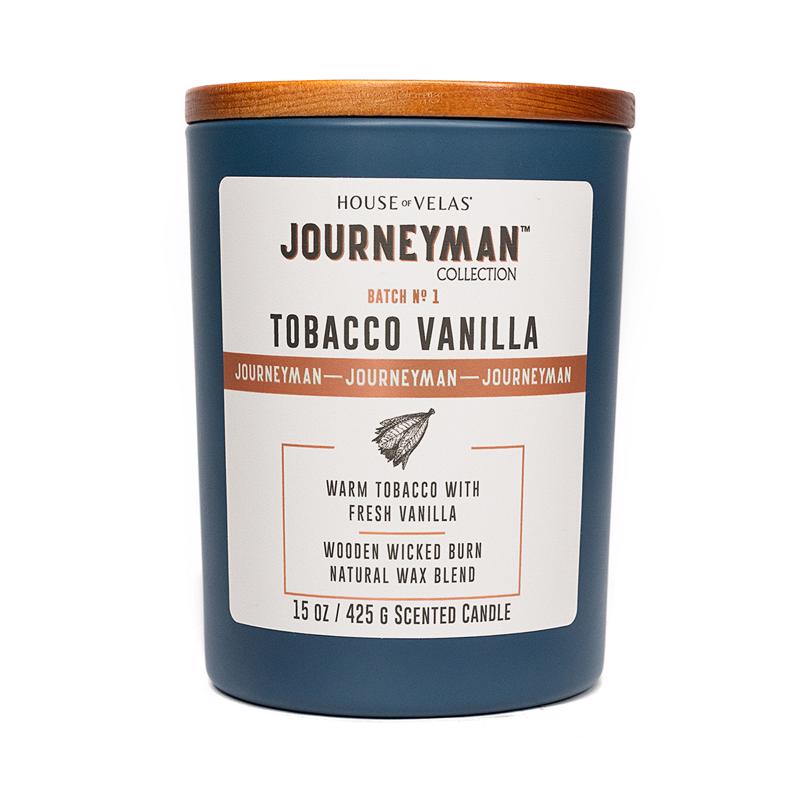 House of Velas Journeyman Dark Blue Tobacco and Vainilla Scent Candle 15 oz