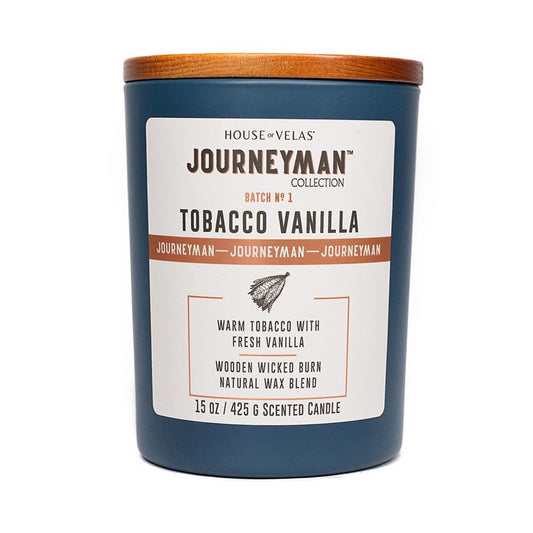 House of Velas Journeyman Dark Blue Tobacco and Vainilla Scent Candle 15 oz