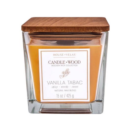 House of Velas Candlewood Light Brown Vanilla Tabac Scent Candle 15 oz