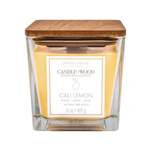 House of Velas Candlewood Yellow Cali Lemon Scent Candle 15 oz