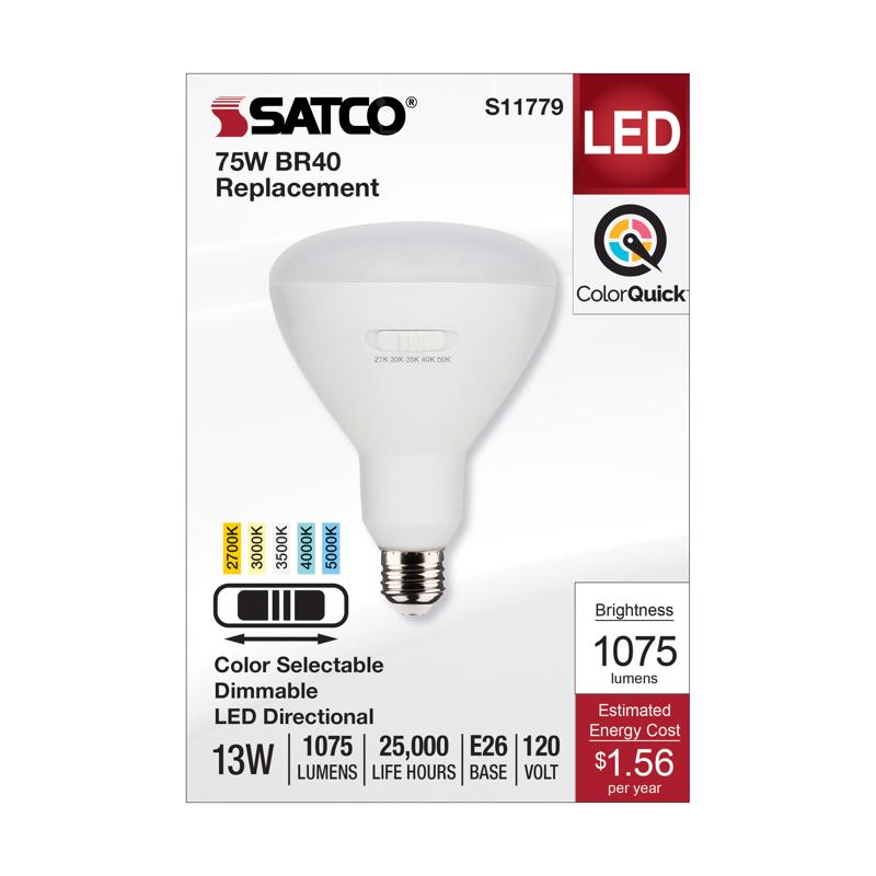 Satco BR40 E26 (Medium) LED Bulb Tunable White/Color Changing 75 Watt Equivalence 1 pk