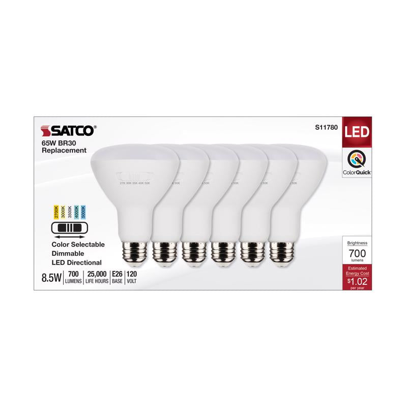 Satco BR30 E26 (Medium) LED Bulb Tunable White/Color Changing 65 Watt Equivalence 6 pk