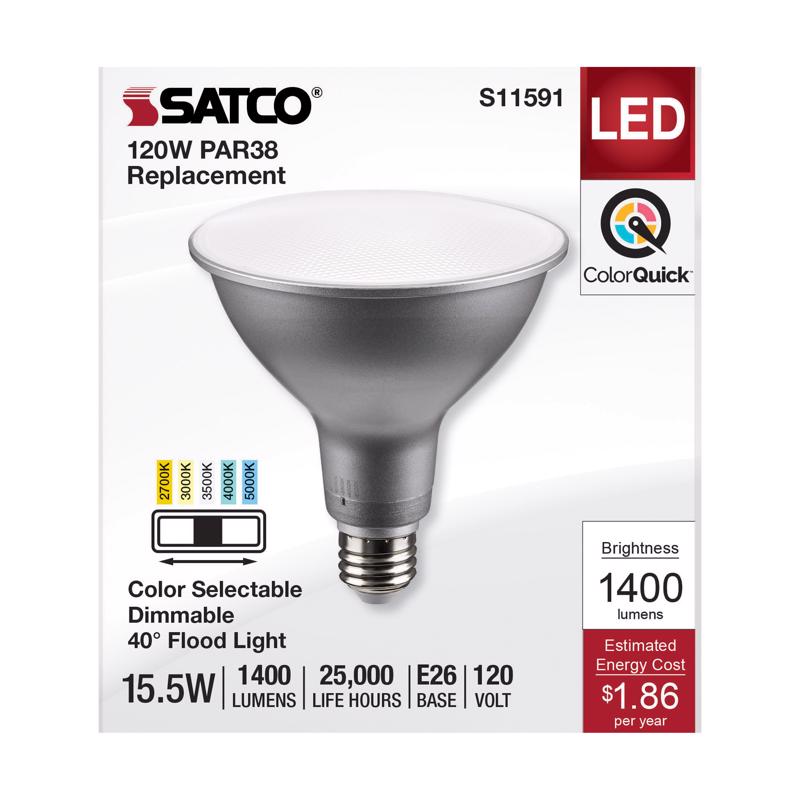 Satco Products, Inc. PAR38 E26 (Medium) LED Bulb Tunable White/Color Changing 120 Watt Equivalence 1