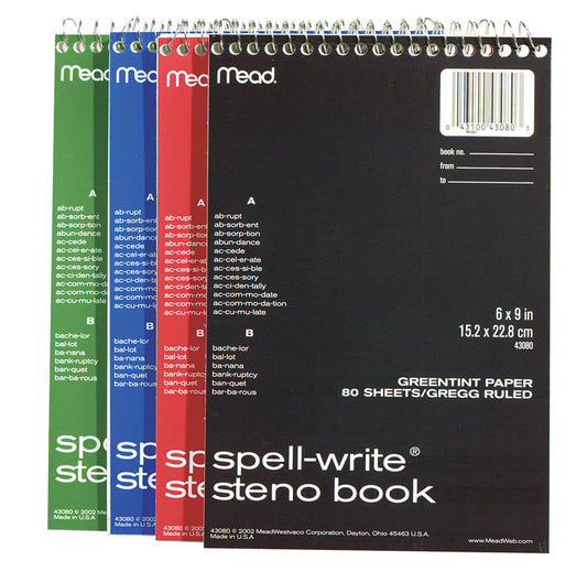 Mead 6 in. W X 9 in. L Wide Ruled Spiral Assorted Steno Book