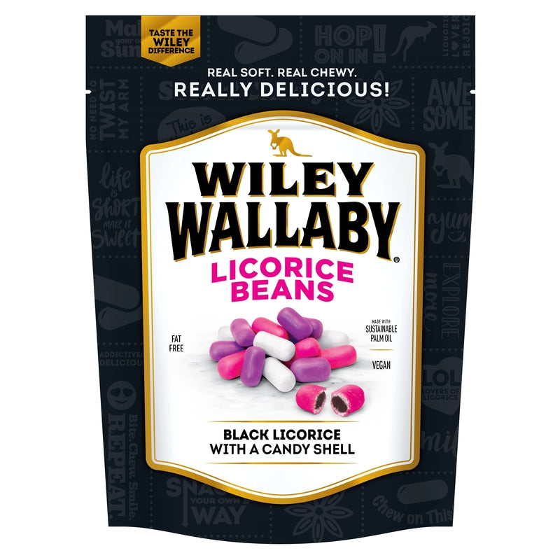 Wiley Wallaby Australian Style Outback Black Licorice Beans Chewy Candy 10 oz