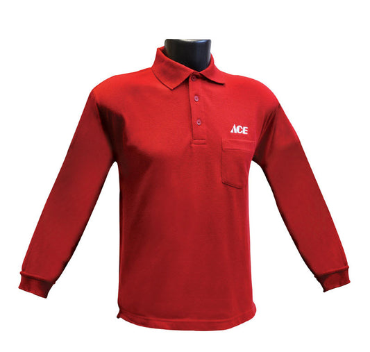 Artcraft XXL Long Sleeve Women's Collared Red Polo Shirt