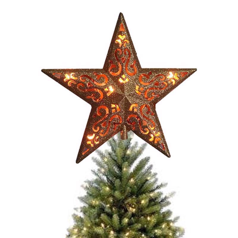 Celebrations Incandescent Assorted Glitter Star Tree Topper 9.75 in.