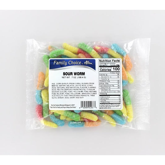 Family Choice Gummy Worms Sour Candy 7 oz