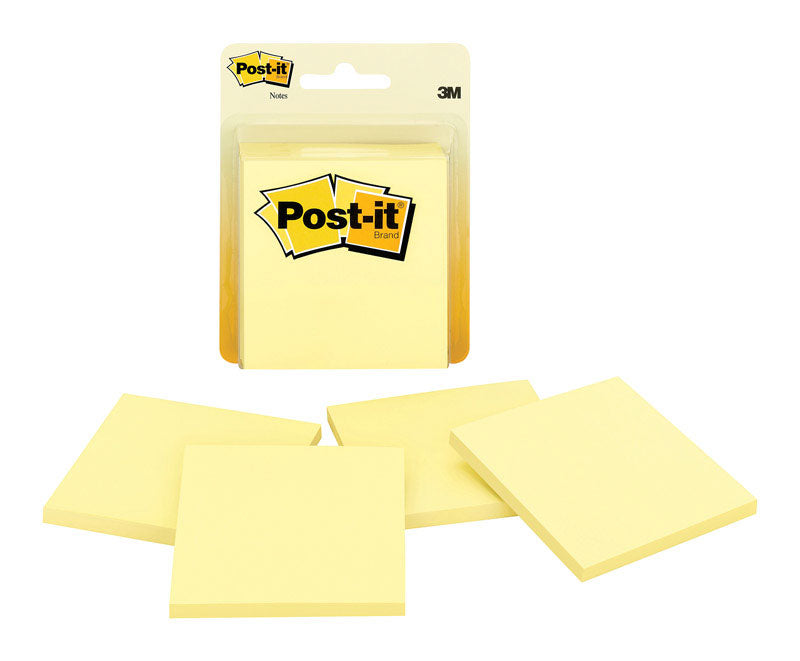 Post-it 3 in. W X 3 in. L Canary Yellow Sticky Notes 4 pad