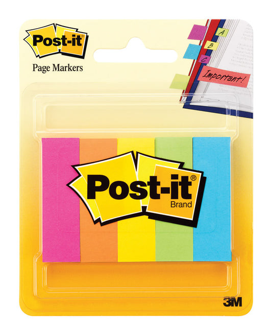 Post-it 0.5 in. W X 2 in. L Assorted Page Markers 5 pad