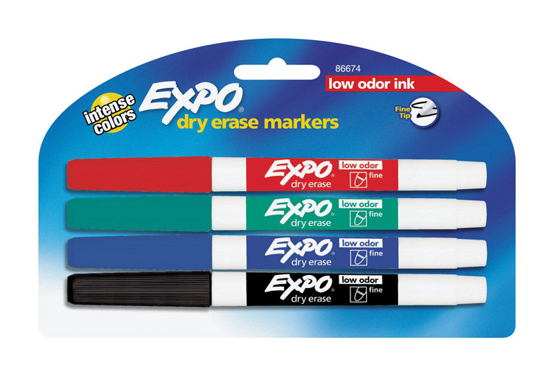 EXPO Low Odor Assorted Color Dry Erase Markers 4 pk