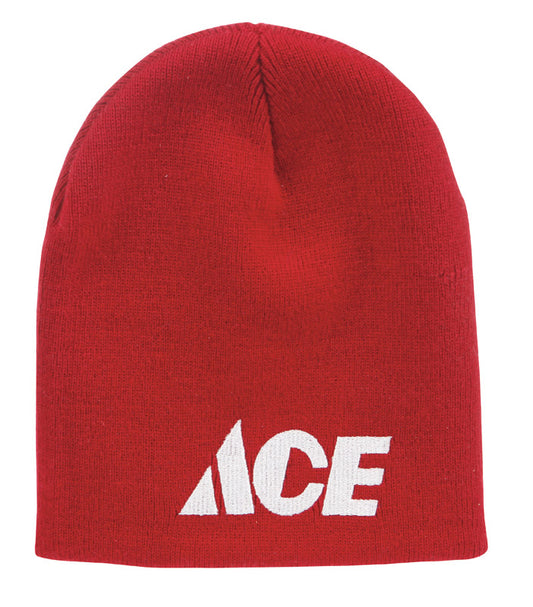 Ace Logo Knit Beanie Red/White One Size Fits All