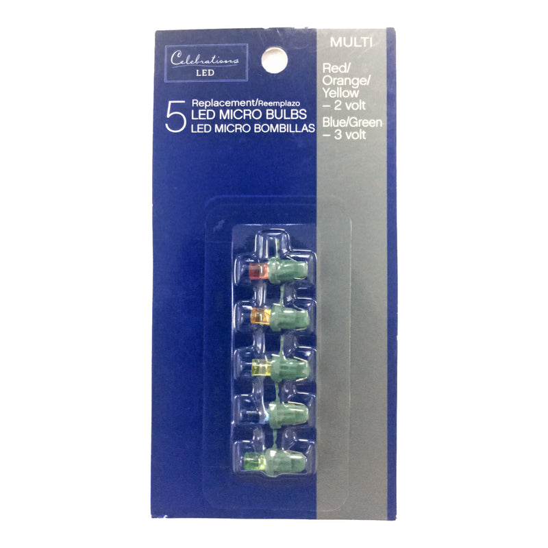 Celebrations Blue LED Micro/5mm Multicolored 5 ct Replacement Christmas Light Bulbs
