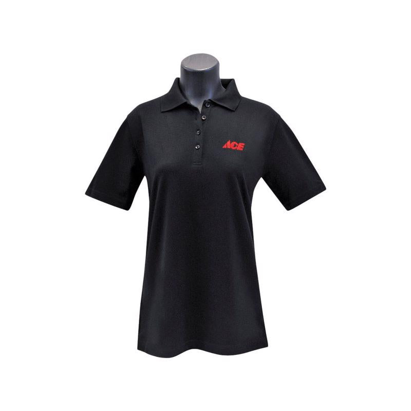 Artcraft L Short Sleeve Women's Collared Black Polo Shirt