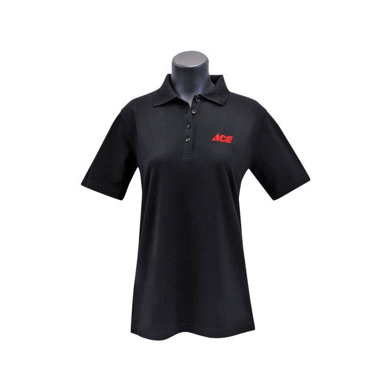 Artcraft XL Short Sleeve Women's Collared Black Polo Shirt