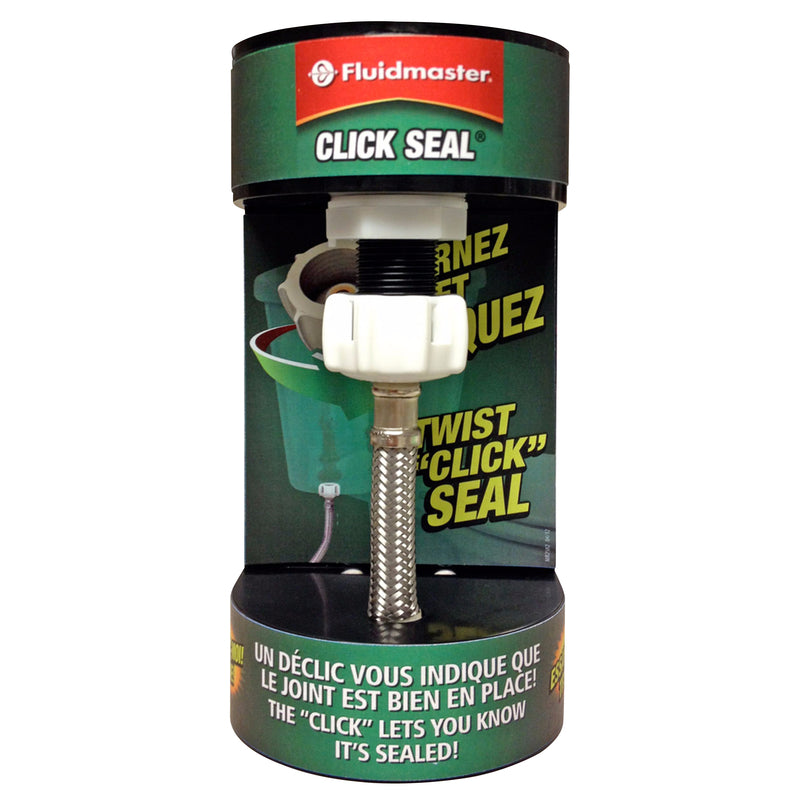Silver Fluidmaster Click Seal Display Plastic