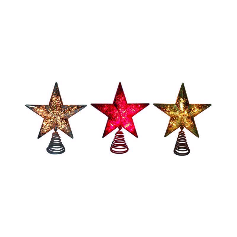 Celebrations Incandescent Assorted Mercury Star Tree Topper 10 in.