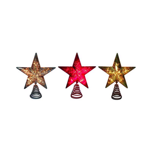 Celebrations Incandescent Assorted Mercury Star Tree Topper 10 in.