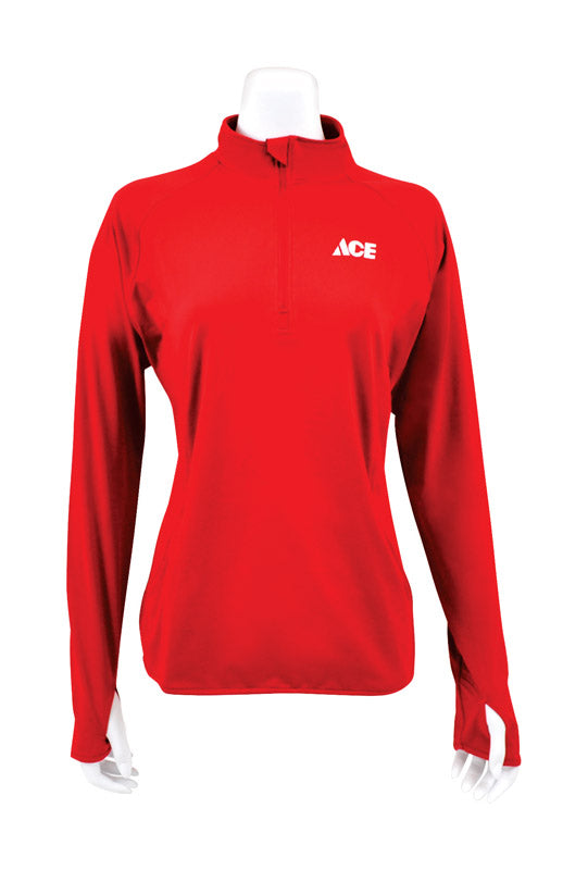 Artcraft M Long Sleeve Women's 1/4 Zip Red Pullover Shirt