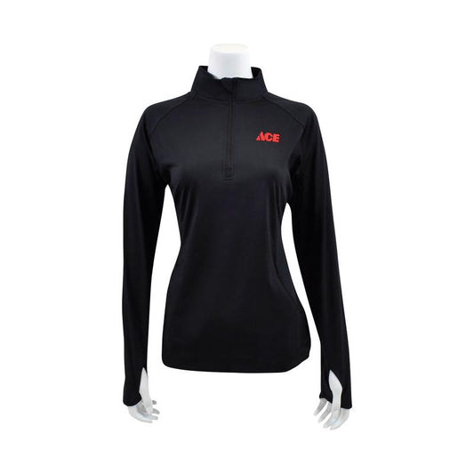 Artcraft L Long Sleeve Women's 1/4 Zip Black Pullover Shirt