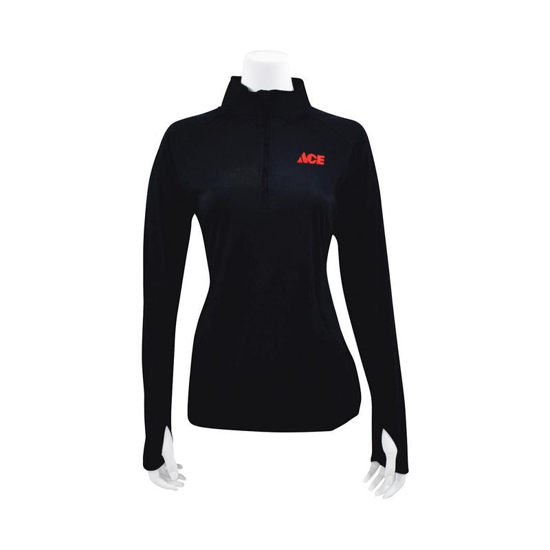 Artcraft XL Long Sleeve Women's 1/4 Zip Black Pullover Shirt